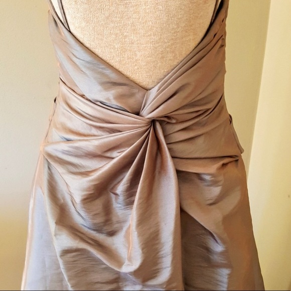 VINTAGE WATTERS & WATTERS Silvery Grey Chrome Bridesmaid Dress Formal Gown Sz 0 - Picture 3 of 16